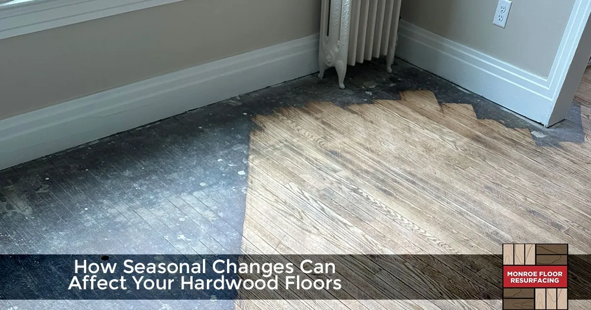hardwood floor half refinished