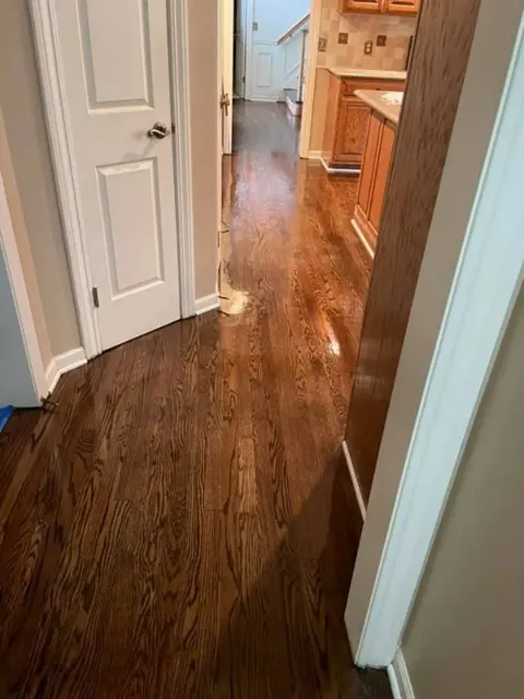 Hardwood floor sanding and refinishing in progress in Western New York
