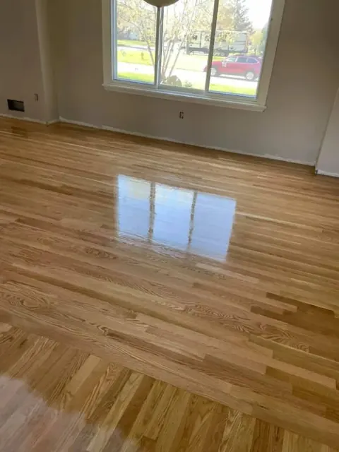 Staircase hardwood refinishing project in a Western New York home