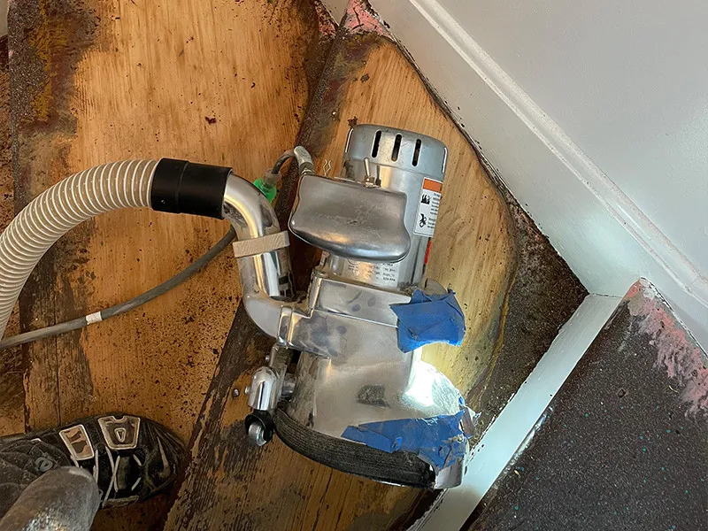 Professional sander for hardwood floor custom stair refinishing