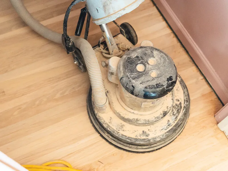 Sander used for professional hardwood floor refinishing
